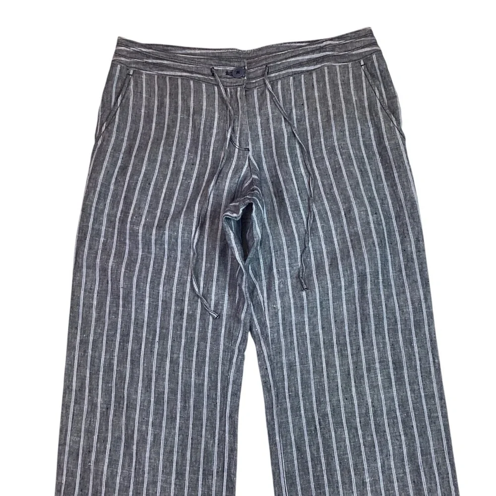 Tommy Bahama Santiago Linen Striped Pant Wide Leg Gray - Picture 2 of 9